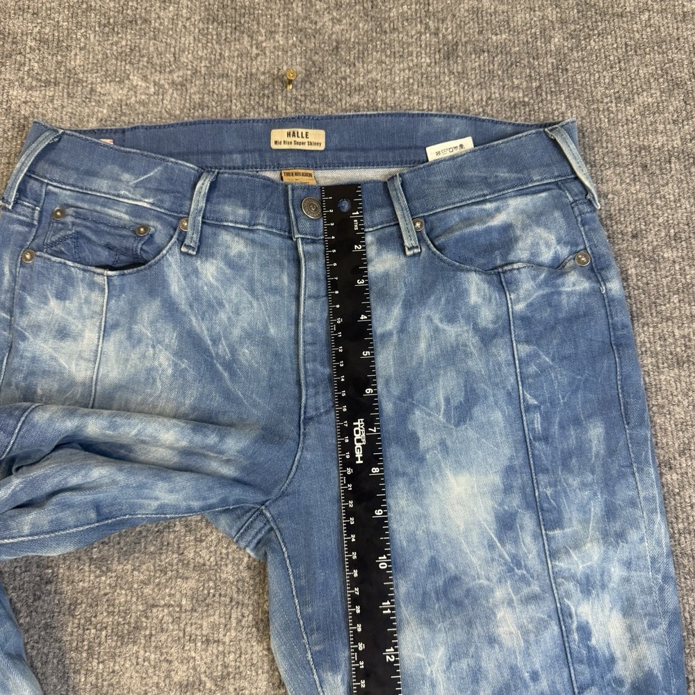True Religion Jeans Women 29 Blue Halle Super Skinny Tie Dye Y2K USA Made - Picture 7 of 16